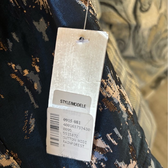 Kay Unger Women’s Sutton Midi Dress Rainforest Metallic Size 8 - Picture 11 of 11